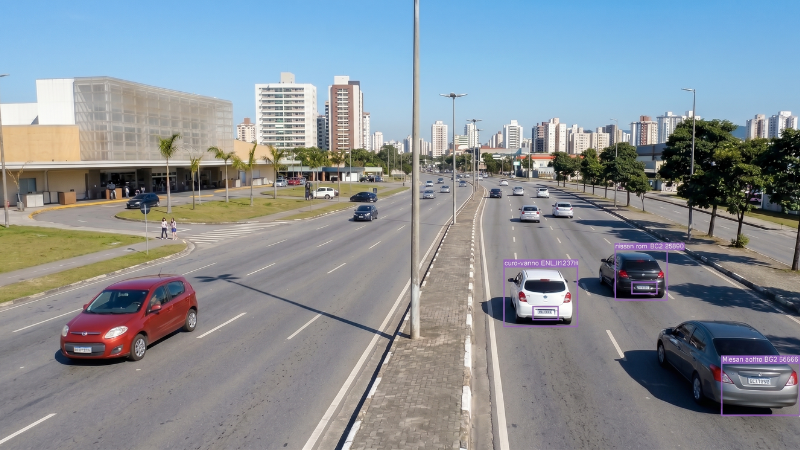 Câmeras fixas de leitura de placa 24 horas